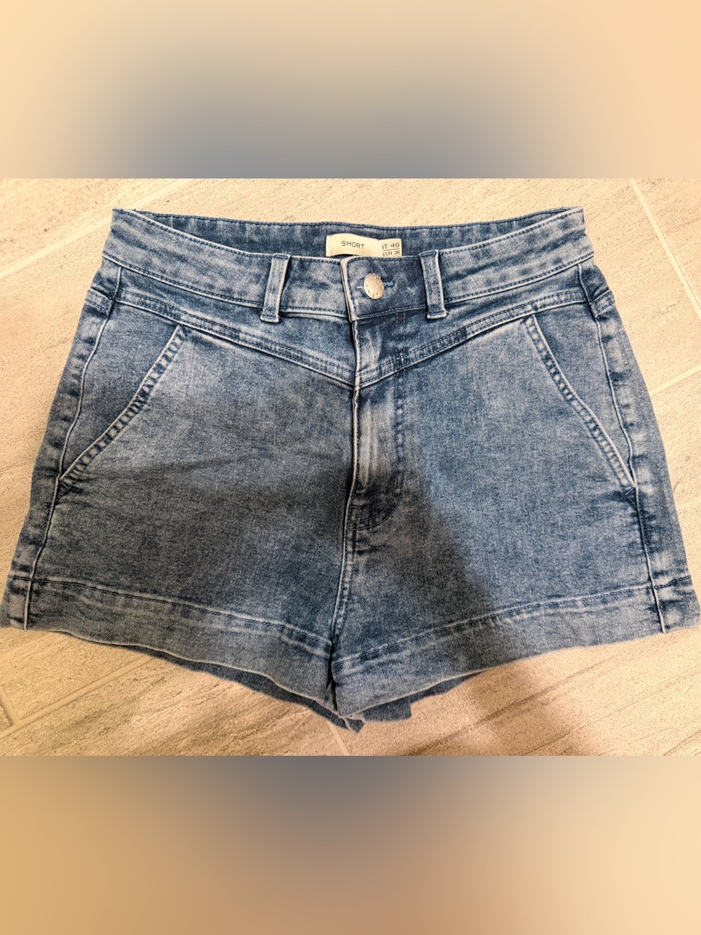 Light Blue Denim Shorts with Front Pockets